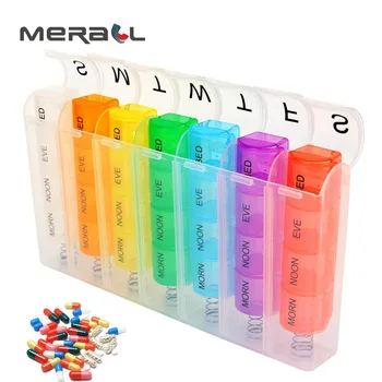 

Pill Box Weekly 7 Day Medicine Tablet Storage Organiser Dispenser Holder Plastic Container Health Care Divider White Equipment