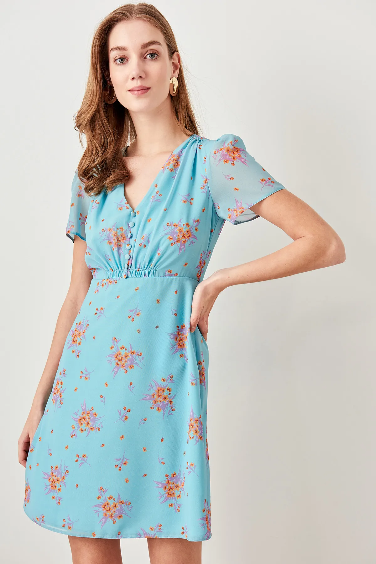 

Trendyol Blue Patterned Dress TWOSS19XO0045