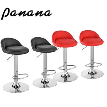 

Panana 2pcs Bar Seat Pub PU Leather Swivel Kitchen Stools Adjustable Chair Dining Counter Black/ Red Fast Shipping