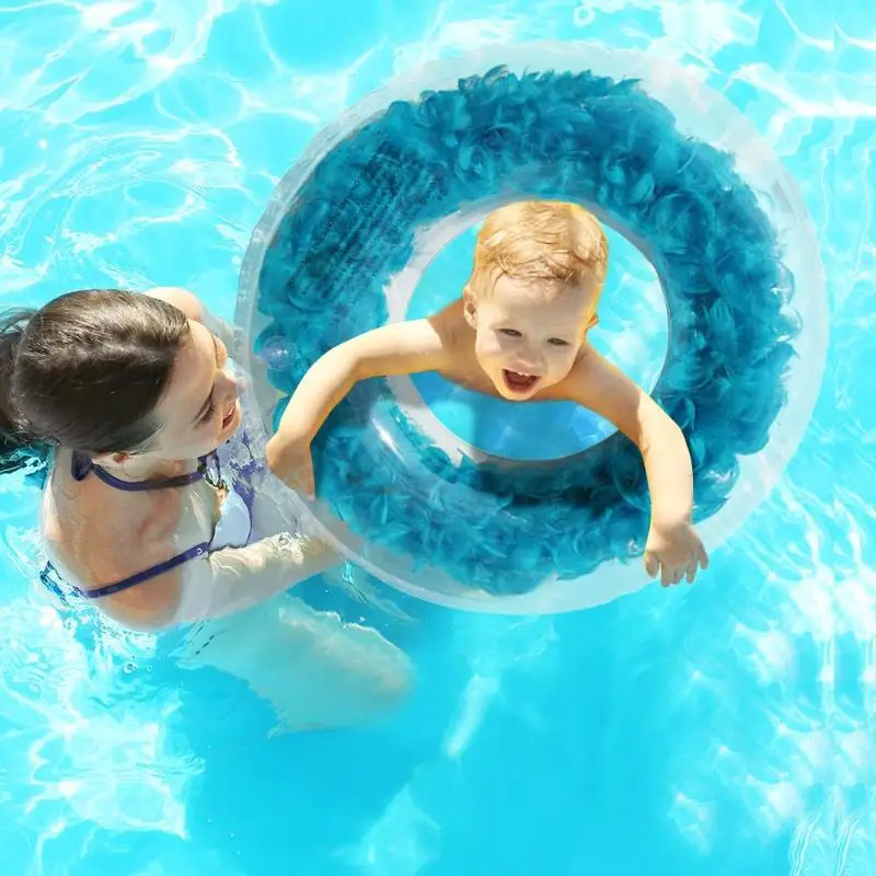 Feather Decoration Inflatable Adult Kids Swimming Ring Inflatable Pool Float Circle For Adult Children