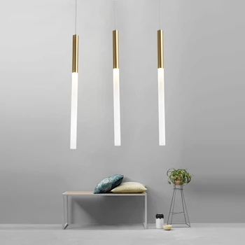 

LED Pendant Light Dining-room Hanging Lamp Bedroom Living Room Decoration Lighting Gold Lamp Body Frosted Acrylic Lampshade