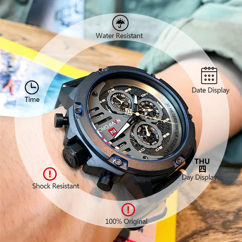 

NAVIFORCE Watch Men Luxury Brand Men's Sport Watches Leather Quartz Waterproof Date Clock Military Wrist Watch Relogio Masculino