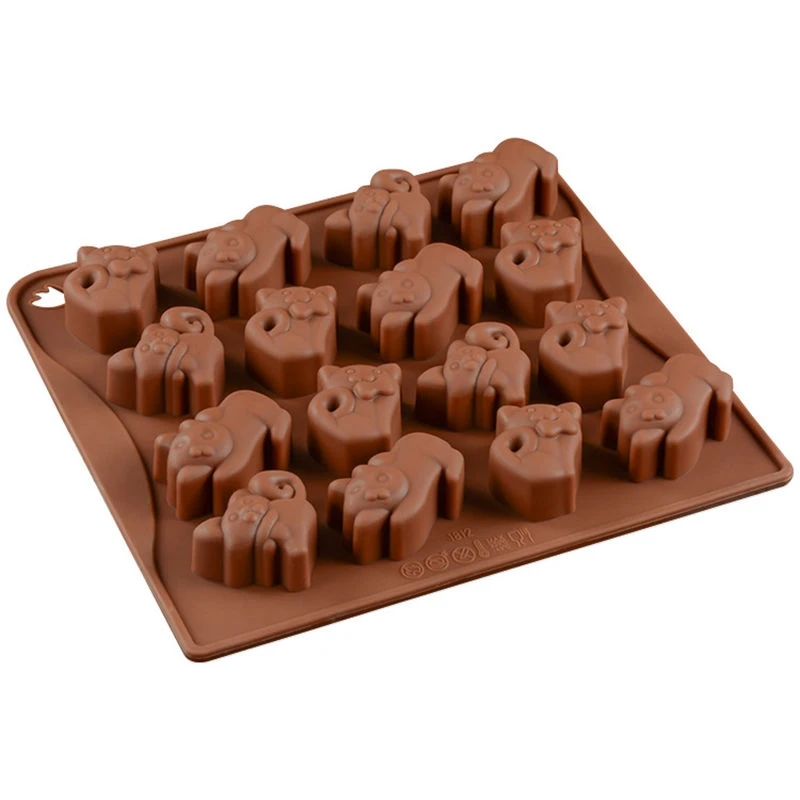 

12 Holds Cute Cats Mold Cutters Mini Chocolate Cake Silicone Forms 3D Bakeware Baking Muffin Sweet Candy Jelly Ice Soap Mould