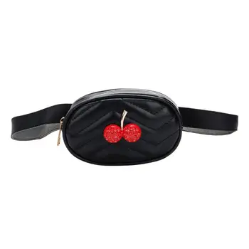 

Cute Cherry Decor Children Waist Bags Kids Mini Zipper Fanny Packs Fashion PU Leather Chest Shoulder Belt Bag for Girls 2019 Z60