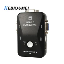 Kebidumei USB KVM переключатель 2 порта VGA переключатель SVGA коробка USB 2,0 для мыши клавиатуры 1920*1440 переключатель монитора адаптер(China)