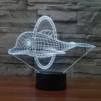 

3D Lights visual lights 7 colors changing New dolphin hoop 3D lights touch LED