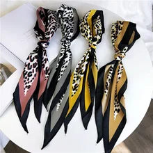 118*35 см ретро женский шарф с леопардовым принтом шелковая атласная Бандана Платок головной шейный галстук аксессуары для волос сумки повязка на запястье
