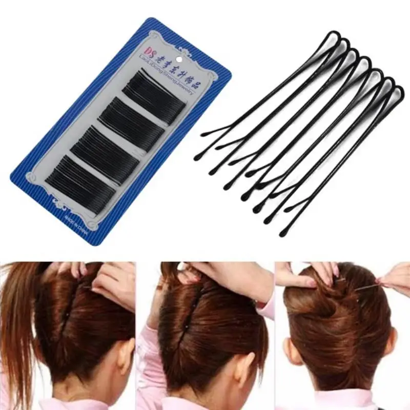 Mayitr 56PCS Fashion Black Women's Bobby Pins Invisible Wave Hair Grips