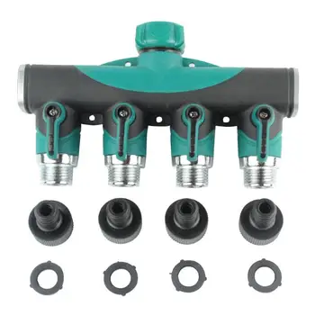 

4-way Water Hose Connectors European US Standard Female Thread Tap 1/2"-3/4"-1" Hose Splitters for Garden Watering