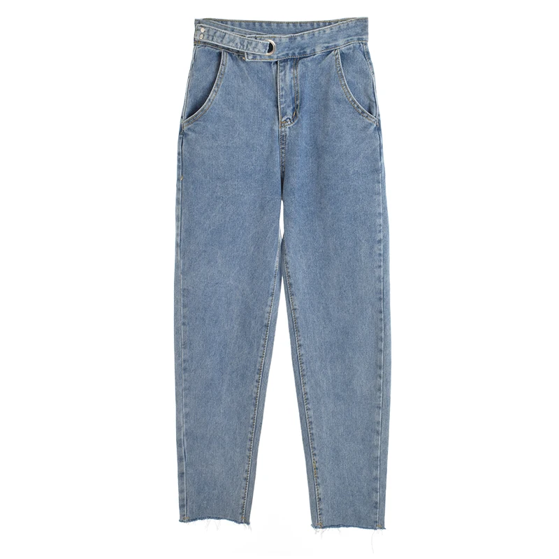 

Women Blue Casual High Waist Jeans 2019 Spring Autumn Boyfriend Loose Mom Jeans Femme Streetwear Black Straight Denim Pants