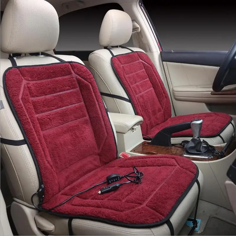 

Car Heating Seat Cushion Mat 12V Auto Warm Seat Cover Winter Driving Seat Accessory Red Grey Back Cushion Set