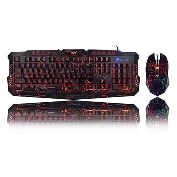 

Newest M200 English/ Russian Gaming Keyboard Mouse Combos Purple/Blue/Red RGB Breathing LED Backlight USB Wired keyboard for PC