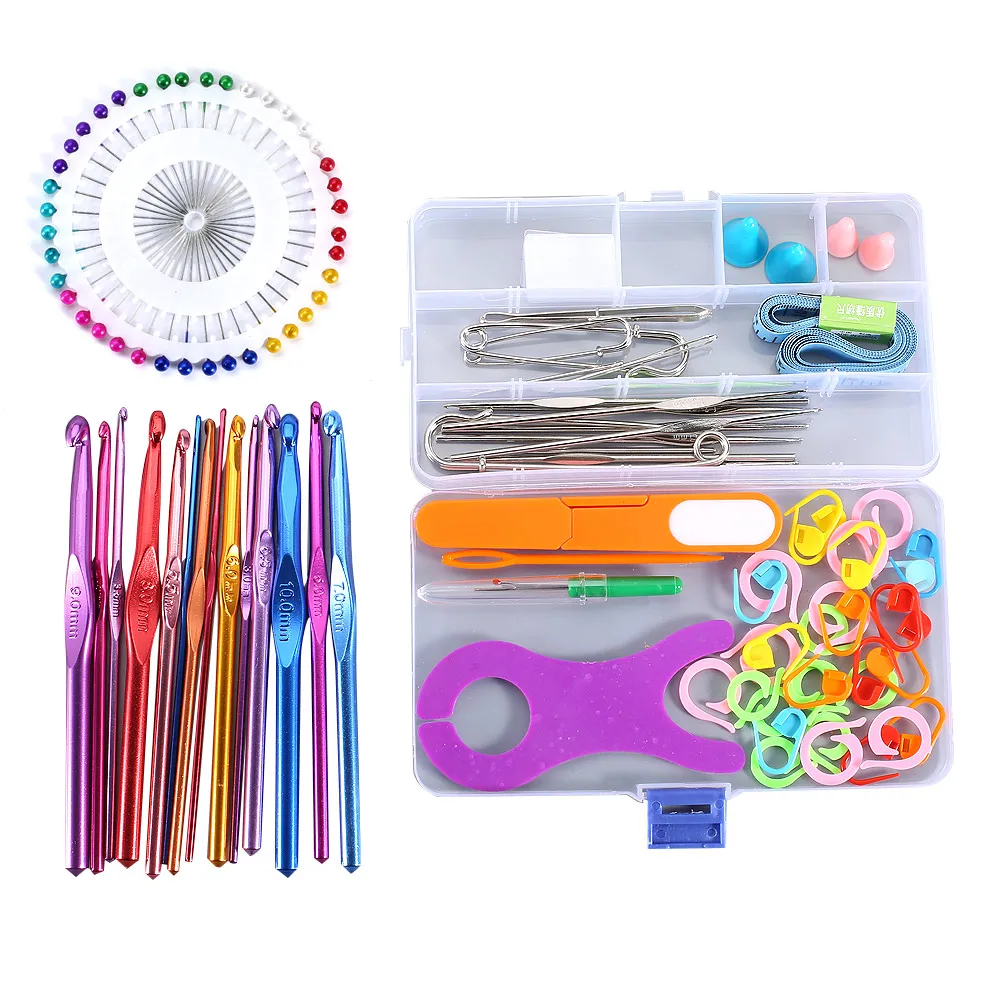 

New Multicolour Metal Hook Needle Set Knitting Needle Set Crochet Full Set Needle Crocheted Sweater Tools WXV Sale