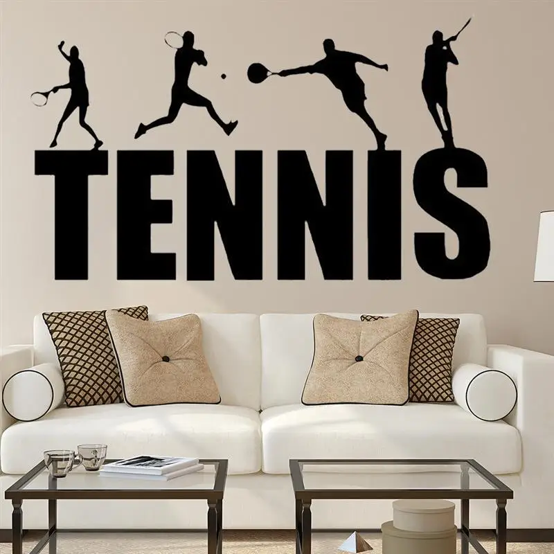 

1set Sports Style Mural Sticker Removable Tennis Player Wall Sticker DIY Tennis Logo Wall Art for Living Room Bedroom