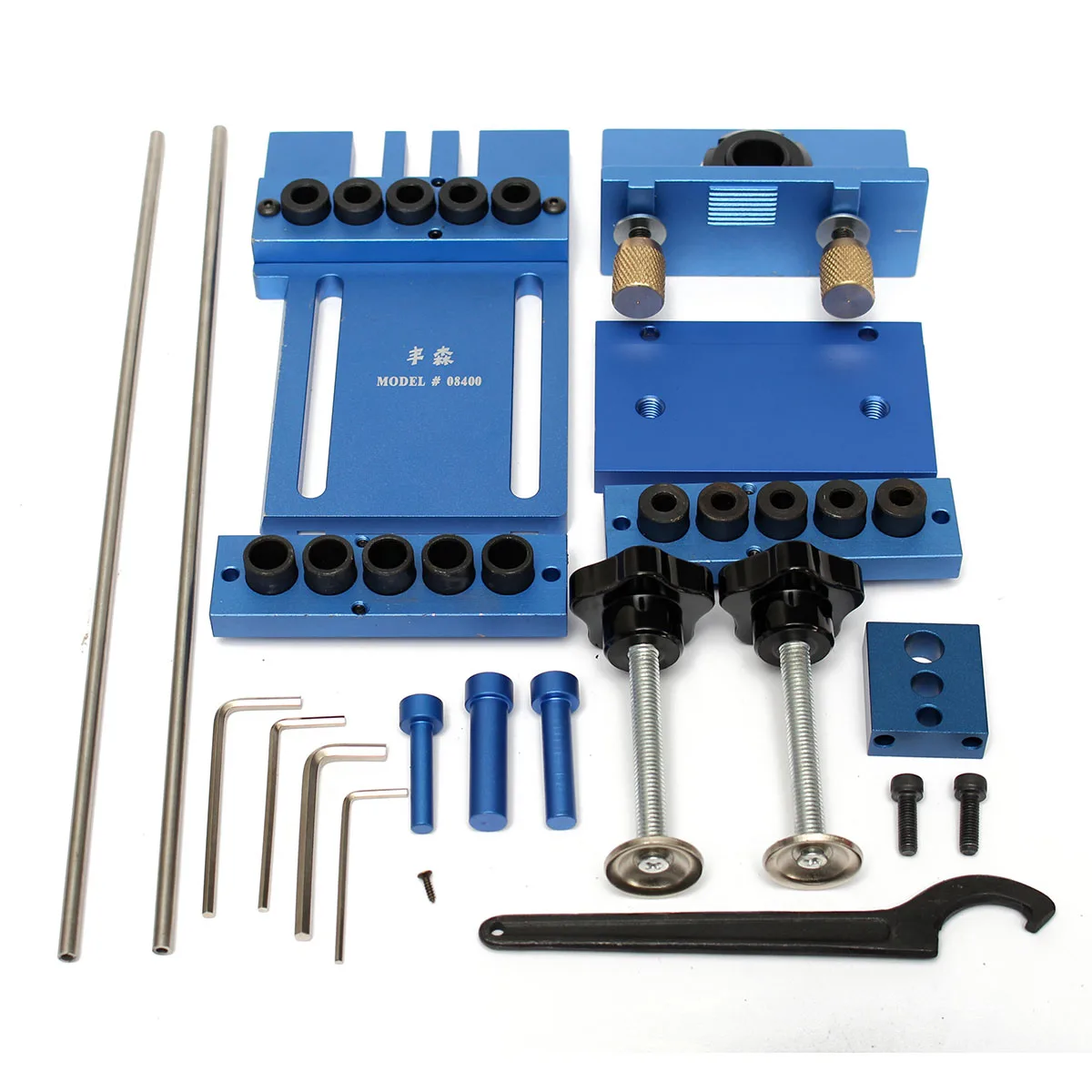 

5 Metric Dowel Holes 6/8/10mm Drilling Dowelling Jig Woodworking Locator Guide Wood Dowel Hole Drilling Guide Jig Drill Bit Kit