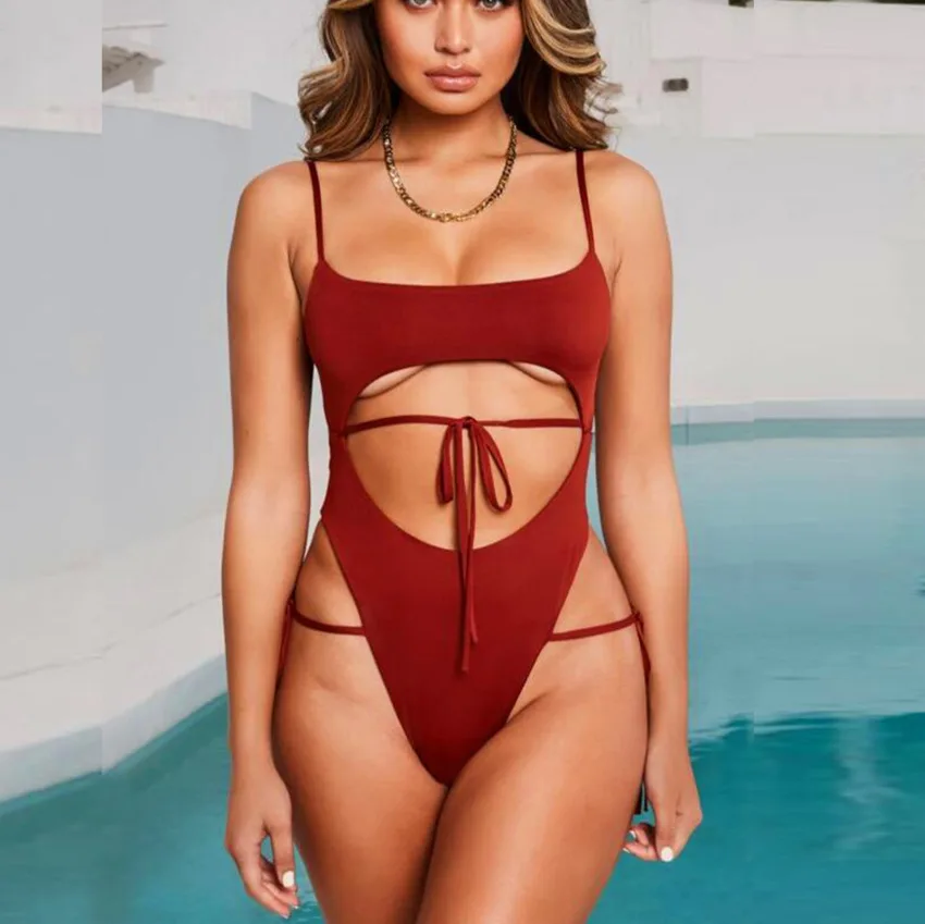 

Thong Tummy Cut One Piece Swimsuit Padded Swimwear Women Tanga Swimming Suit Female Monokini Female One-piece Bodysuit Fused
