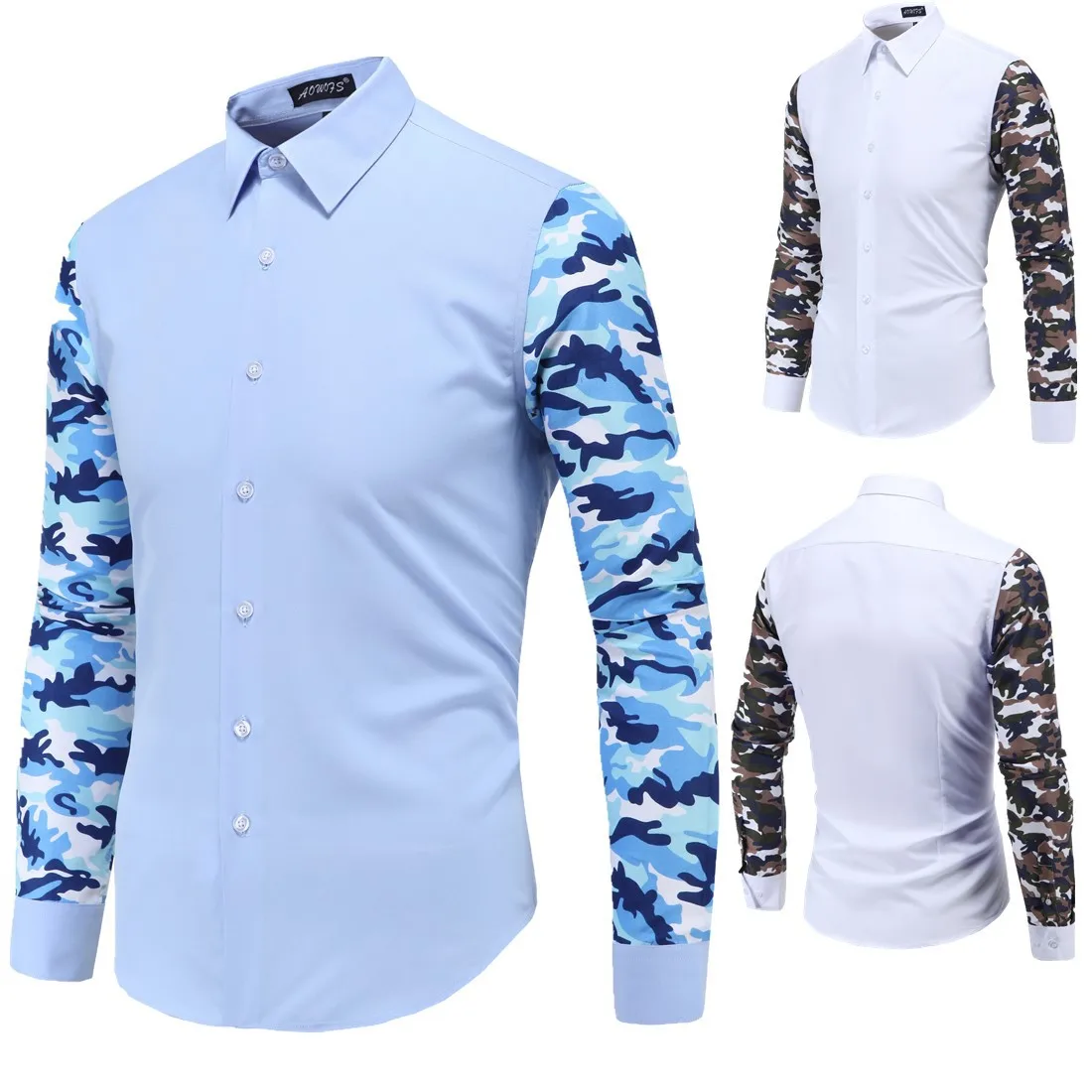 Хлопковая мужская рубашка Повседневная в стиле пэчворк Camisa Masculina|Повседневные