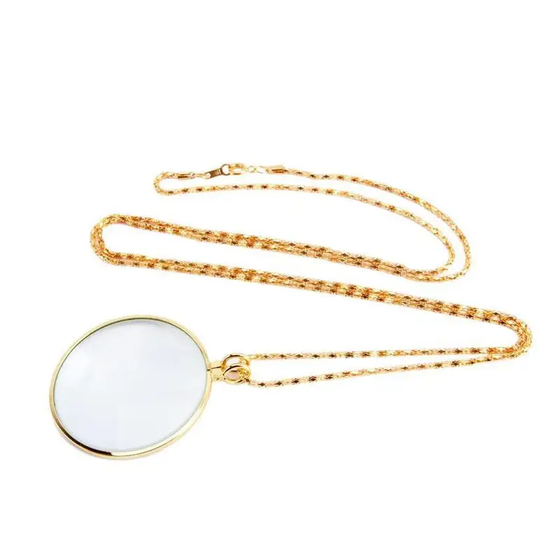 

Decorative Monocle 5x Necklace Magnifier Magnifying Glass Pendant Gold Silver Plated Chain Necklace For Women Jewelry