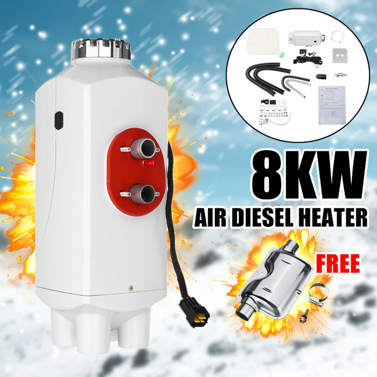 

8000W 12V/24V Car Air Diesel-Heater Aluminum Alloy Planar 4 Holes For Trucks Motor-homes Boats Compact Structure Low Emissions