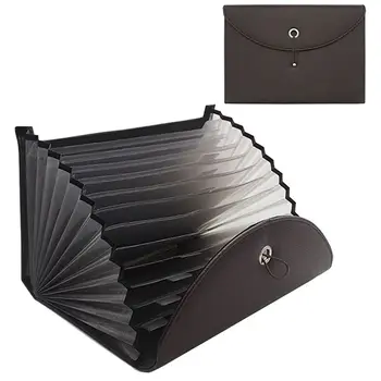 

Expandable Portable Briefcase PU Leather Business File Organizer Bag A4 and Letter Size 13 Pockets