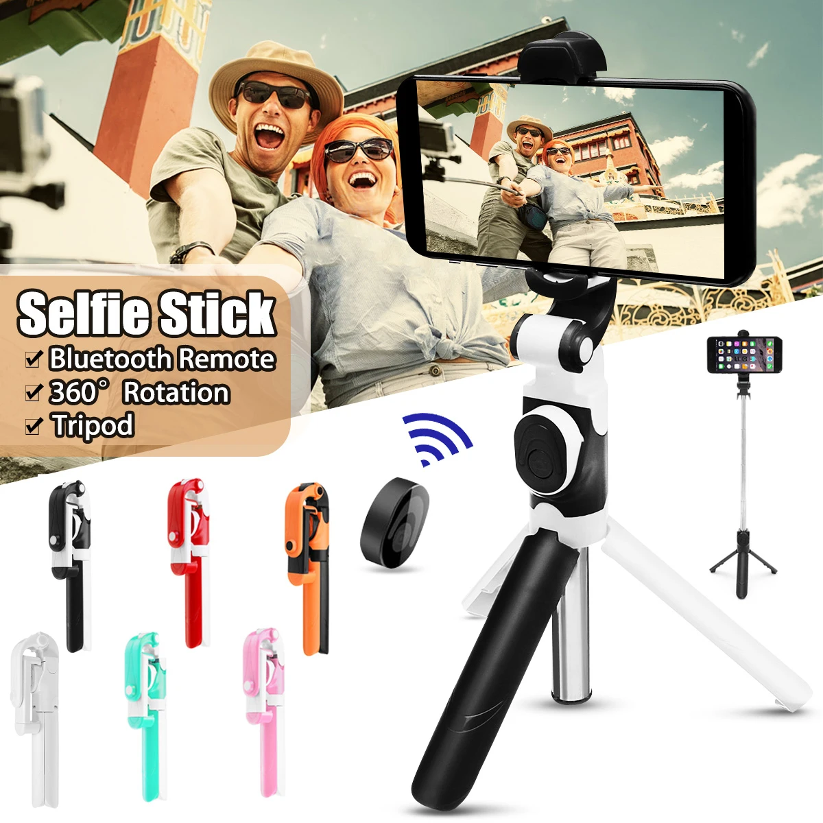 

Bluetooth Handheld Tripod Selfie Stick Remote Shutter Extendable Monopod Holder for IOS Android Smartphone for iPhone Xiaomi