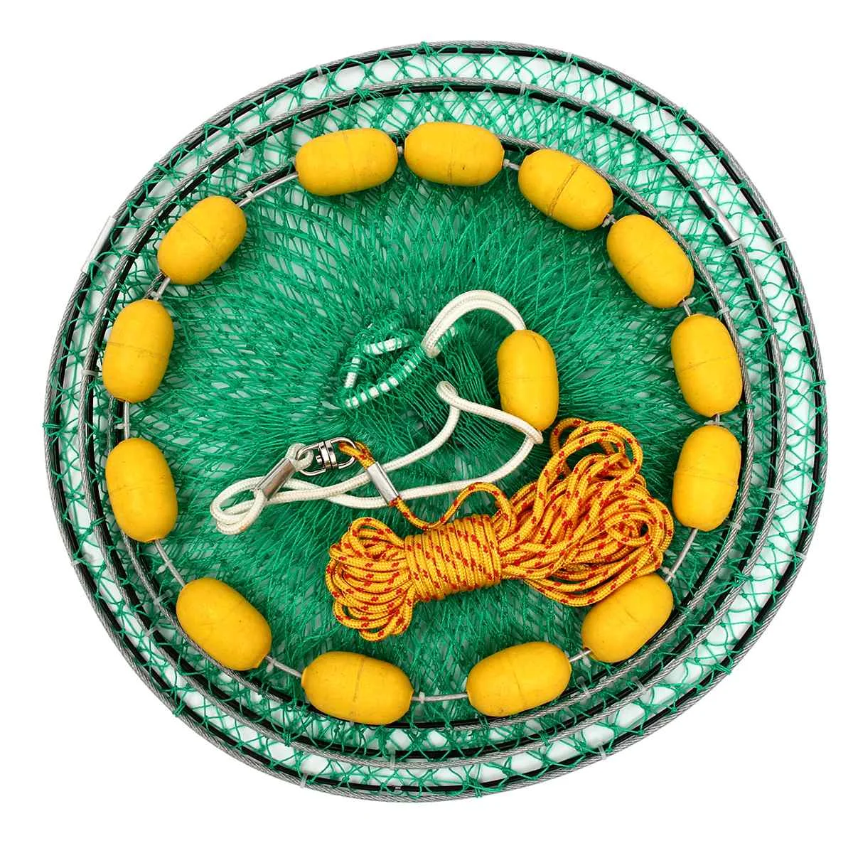 

40M 3 Circles Fish Netting String Rope 50cm Diameter Fish Protection Net Rubber Silk Multi-ball Sea Fishing Guard With Float