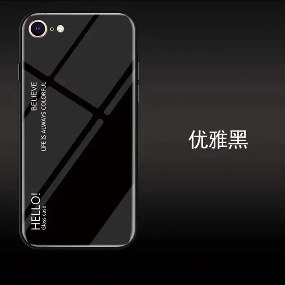 Gradiente de templado de vidrio de casos para iPhone 7 Cubierta bolsa de teléfono para el iPhone 6 6 S 8 Plus X XS X max XR Coque Capa Fundas suave lindo
