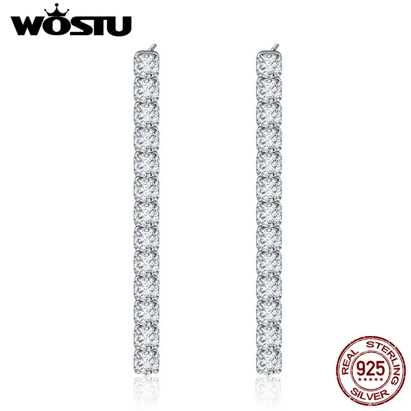 WOSTU, высокое качество, 925 пробы, серебряные блестящие серьги-гвоздики с хвостом метеора с прозрачным CZ для женщин, модные ювелирные изделия, подарок CQE456