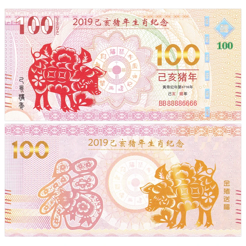 China 2019 Lunar Year of the Pig Test Note Test Bill