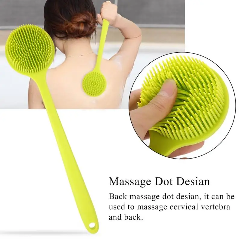 Silicone Soft Long Handle Shower Exfoliating Brush Body Back Scrubber
