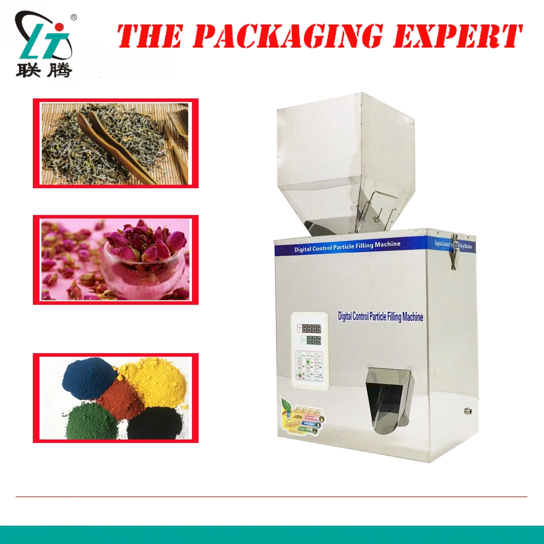 

500model Scale Herb Filling And Weighing Machine Tea Leaf Grain Medicine Seed Salt Rice Packing Machine Big Particle Filler