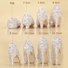 Свадебные туфли с украшением в виде кристаллов; большие размеры; женские туфли-лодочки на очень высоком каблуке с круглым носком без застежки; вечерние туфли на платформе для подружки невесты