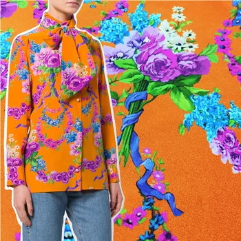 

New brand with the same thin material printing fabric digital printing polyester clothing cloth shirt dress Spring and summer