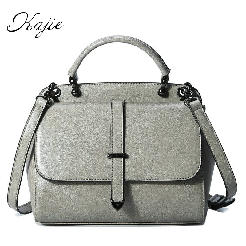 

2019 Luxury Genuine Leather Handbags Women Messenger Bags Portable Designer Famous Brands Gray Black Vintage Shoulder Totes