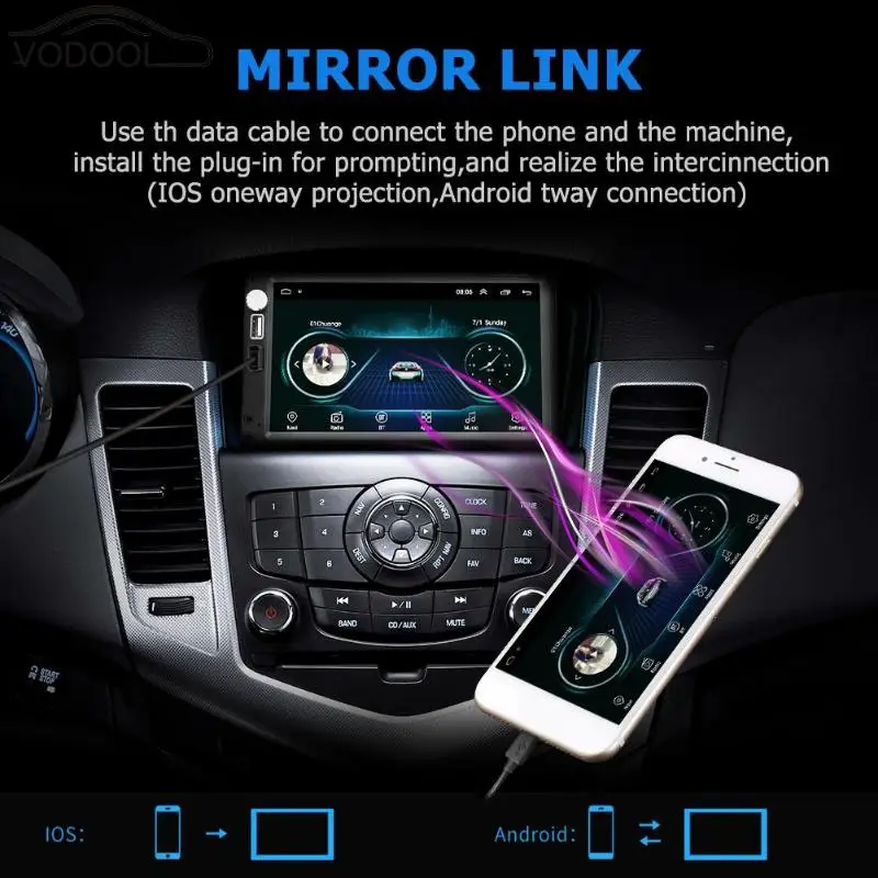  7 Inch Touchscreen Android 8.1 Rückansicht Kamera GPS Navi FM Radio WiFi BT4.0 Dual USB ADAS DVR Re