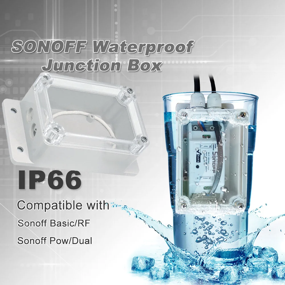 

SONOFF IP66 Waterproof Junction Box Plastic Cable Wire Connector Gland Case Water-resistant Shell Support Sonoff Basic/RF/Dual
