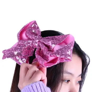 

8 Inch Sequin Rainbow Bow With Hair Clip For Girls Kids Handmade Boutique Knot Jumbo Hair Bow Hairgrips Hair Accessories