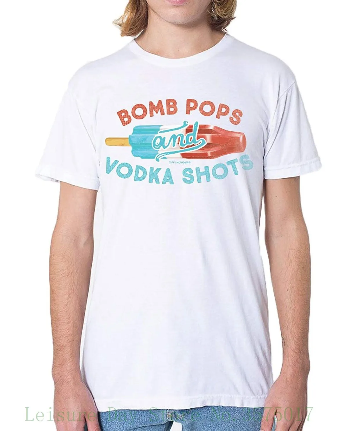 Мужская футболка Bomb Pops And Vodka Shots Винтажная 4 июля дешевая распродажа 100% хлопок