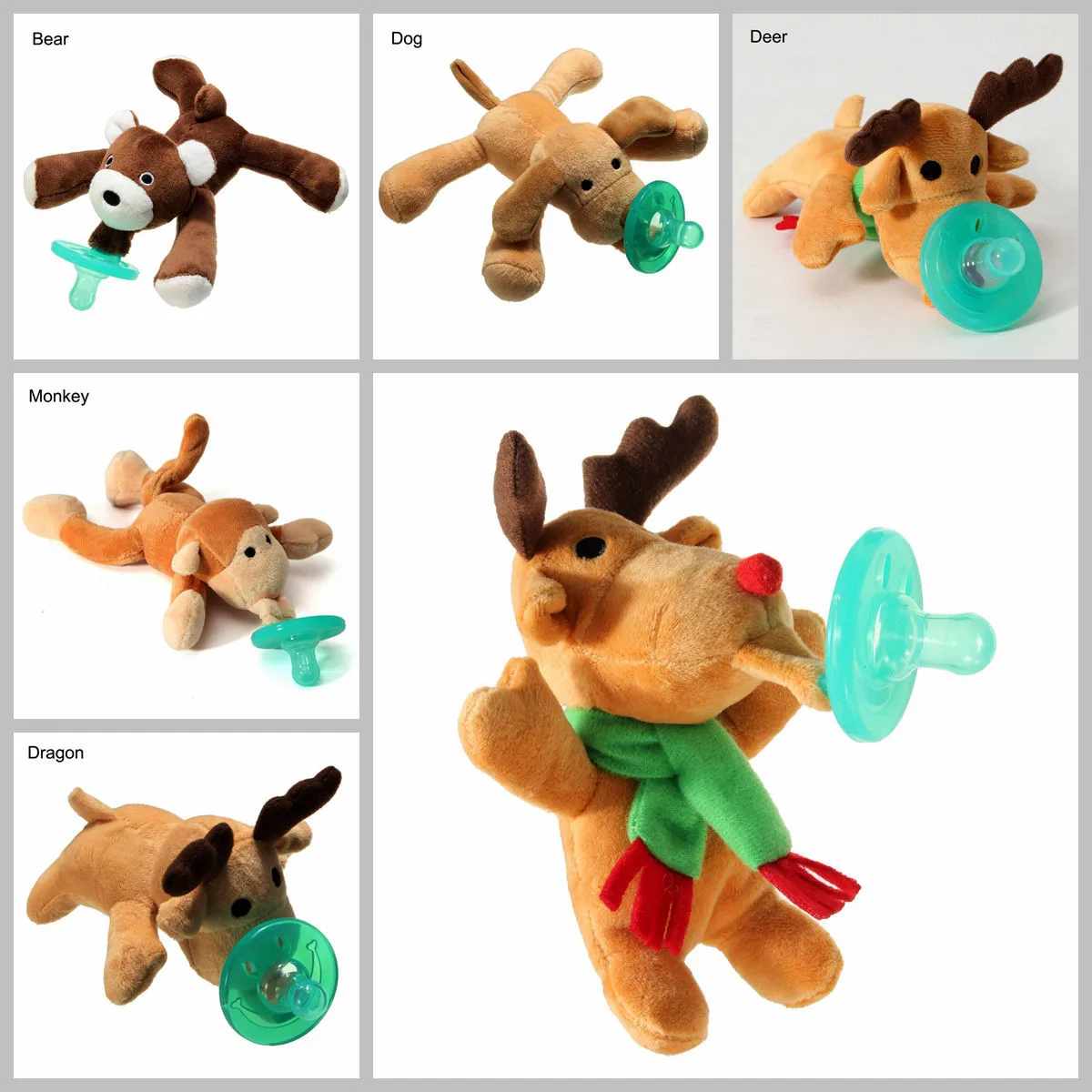 Baby Accessories Cute Toys Newborn Baby Kids Toy Dummy Nipple Pacifier Silicone Animal Plush Giraffe Pacifier with plush toy