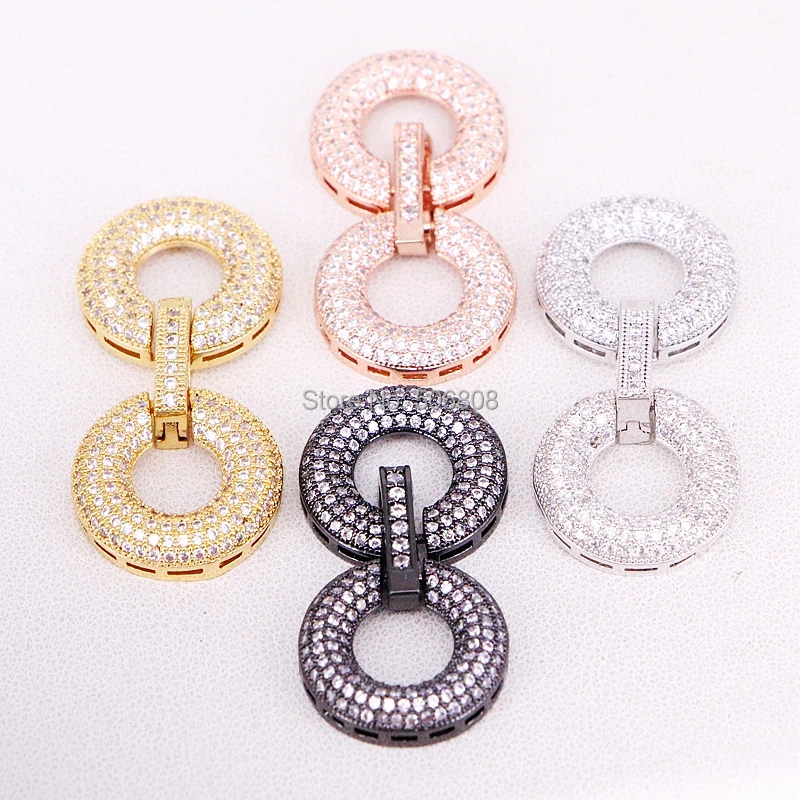 

5PCS CZ Micro Pave Double Ring Buckle Interlocking Clasp Fastener/Clasp, CZ Buckle Clasp