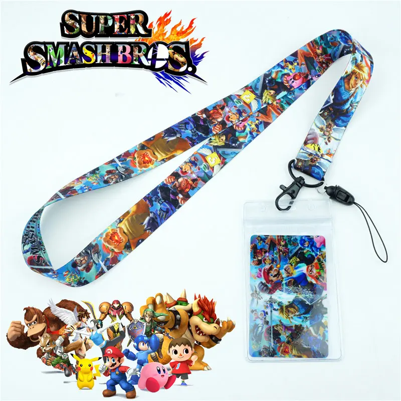 

Cute Game Super Smash Bros Neck Strap Lanyard Mobile Phone Strap ID Badge Holder Rope Key Chains Key rings cosplay Accessories