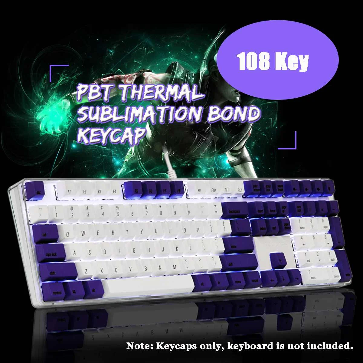 

S SKYEE Magicforce 108 Key UV-Light Color Dye-sub PBT Keycaps English Langue Keycap Set for Mechanical Keyboard