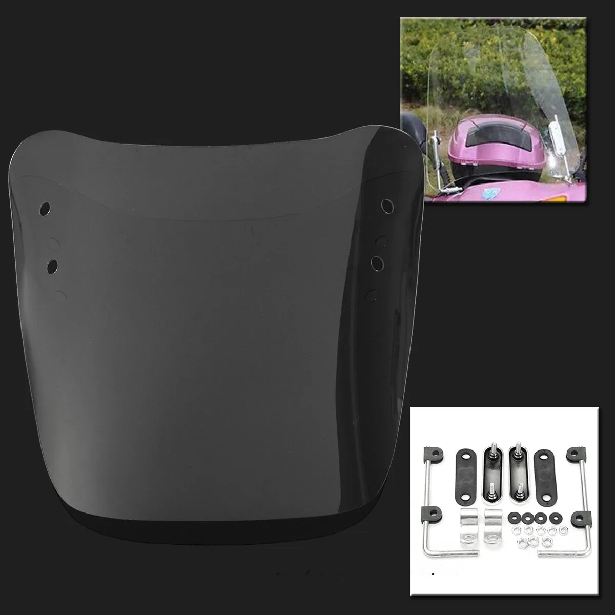 

Autoleader Universal Transparent PC Glass Motorcycle Windscreens Wind Deflectors Scratch Resistant Scooter Windshield 37.5x39cm