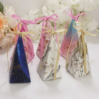 

50Pcs Laser Cut Paper Candy Gift Boxes Cone Candy Bag Gifts Guest & Ribbon Baby Shower Birthday Wedding Favors Party Decoration