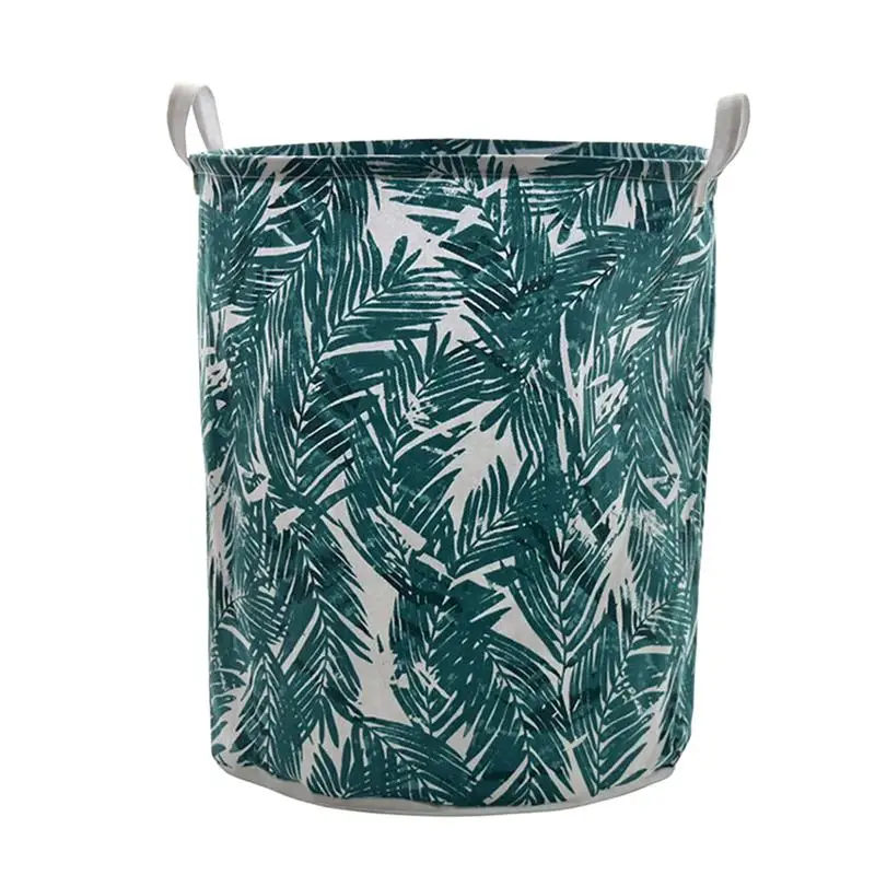 

1 Pc Portable Laundry Hamper Cotton And Linen Sundries Storage Basket Dirty Clothes Storage Household Organizer (Blue Leaves)