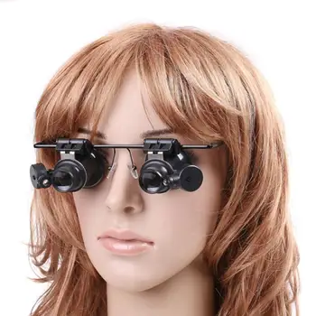 

20X Magnifier Magnifying LED Lights Double Eye Glass Loupe Lens Jeweler Watch Repair Magnifier Measurement Tools