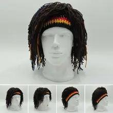 Регги дреды унисекс ямайская вязаная шапка-парик плетеная шляпа раста Hair Hat