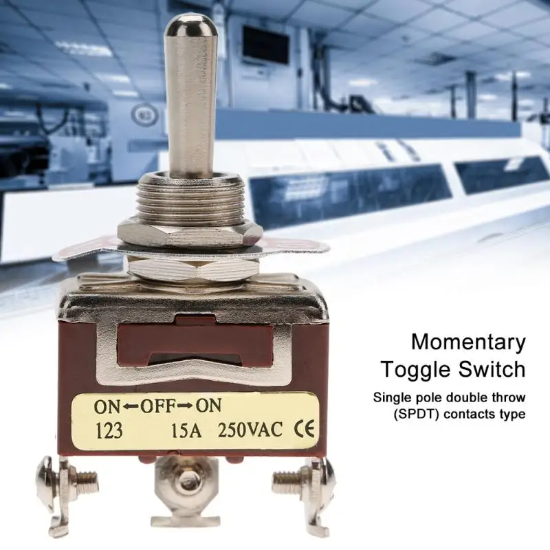 1 шт. ВКЛ ВЫКЛ кратковременный переключатель SPDT 3 Pin 12 мм 15A 250VAC однополюсный