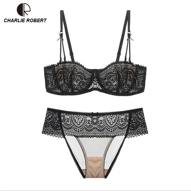 Женское нижнее белье CR ультратонкое кружевное с цветочным принтом 2019|bra set|ultra-thin