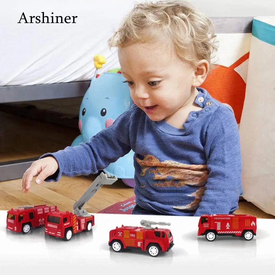 

Pull Back Model Over Car 60 Fire Toys Mini 1 Simulation Car Alloy 3 Fighting Fire Years Old Red Truck